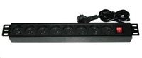 19" rozvodný panel XtendLan 8x230V, ČSN, vypínač, indikátor napätia, kábel 1,8m, výška 1,5U