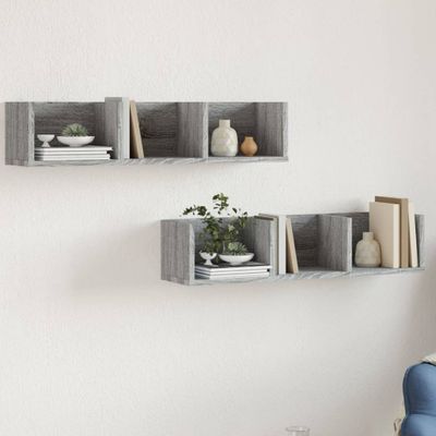 vidaXL Nástenné skrinky 2 ks sivé sonoma 75x18x16,5cm kompozitné drevo