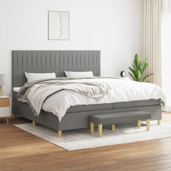 vidaXL Boxspring posteľ s matracom tmavosivá 200x200 cm látka
