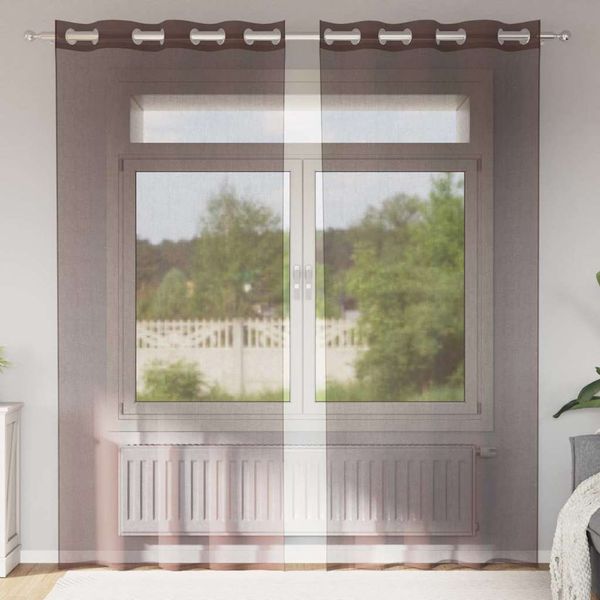vidaXL Voálové závesy s priechodkami 2 ks Hnedá 140x245 cm
