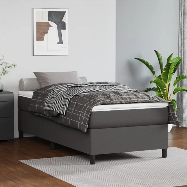 vidaXL Boxspring posteľ s matracom sivá 90x200 cm umelá koža
