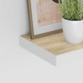 vidaXL Plávajúce nástenné police 2 ks dubové a biele 40x23,5x3,8 cm MDF