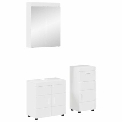 vidaXL Sada kúpeľňového nábytku TULUM 3 pcs Vysoký lesk bielej