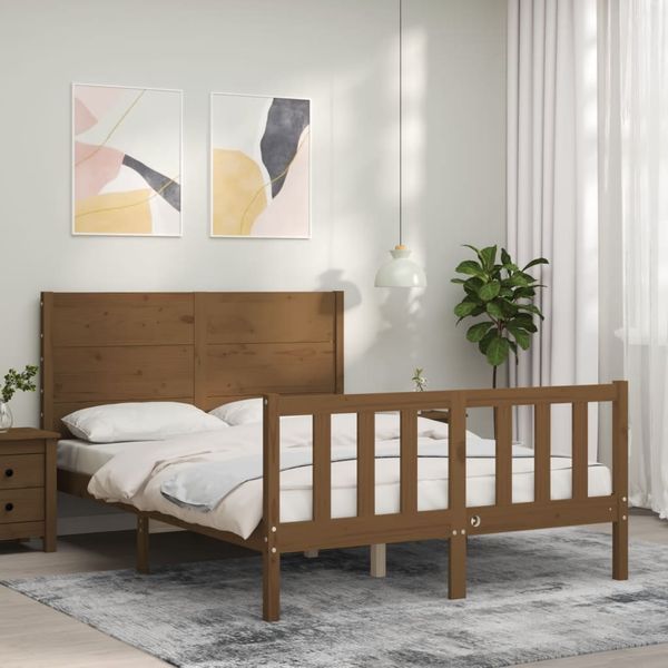 vidaXL Posteľný rám s čelom medovohnedý 120x200 cm masívne drevo