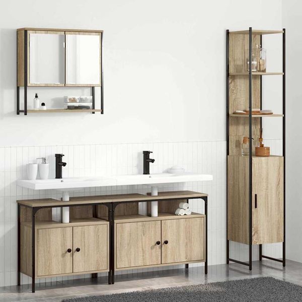 vidaXL Sada kúpeľňového nábytku 4 pcs Sonoma dub Kompozitné drevo
