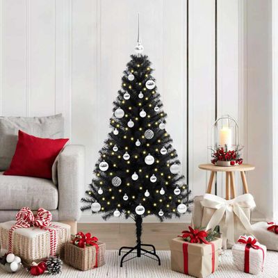 vidaXL Vianočný stromček s 150 LED-i so stojanom Čierna 150 cm PVC