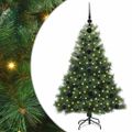 vidaXL Umelý vianočný stromček s 150 LED-i Zelená 120 cm PE a PVC