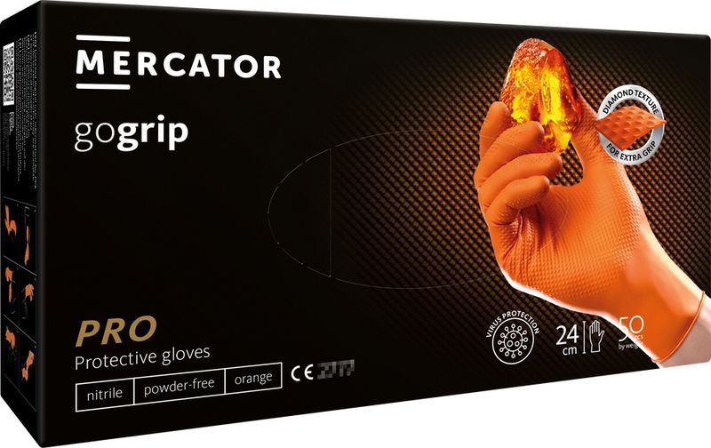 Nitrilové rukavice GoGrip oranžové vel. S, 50 ks