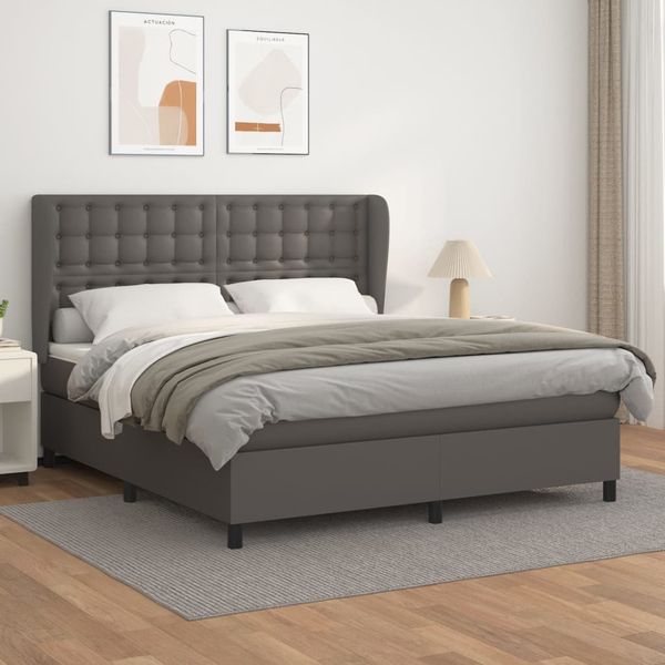 vidaXL Boxspring posteľ s matracom sivá 180x200 cm umelá koža