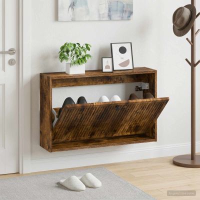 vidaXL Nástenný botník EDE 71 x 17 x 43 cm Kompozitné drevo Dymový dub
