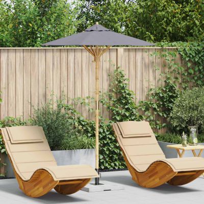 vidaXL Záhradný slnečník Ø 150 x 210 cm Bambus Okrúhly Tmavosivá