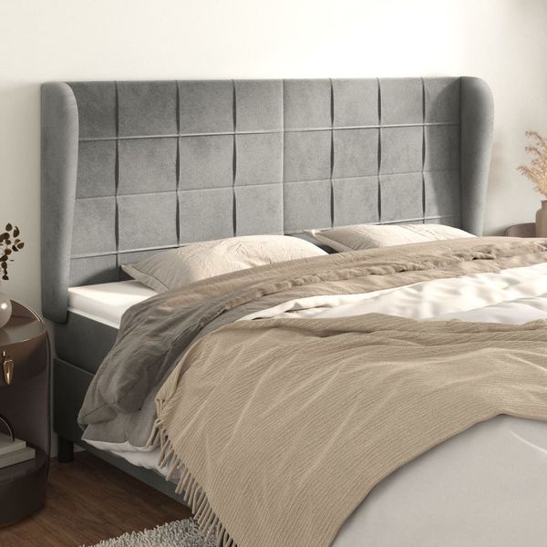 vidaXL Čelo postele so záhybmi bledosivé 203x23x118/128 cm zamat