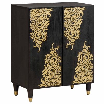 vidaXL Servírovacia skriňa Čierna 60 x 33 x 75 cm Masívne mango drevo
