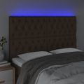 vidaXL Čelo postele s LED tmavohendé 160x7x118/128 cm látka