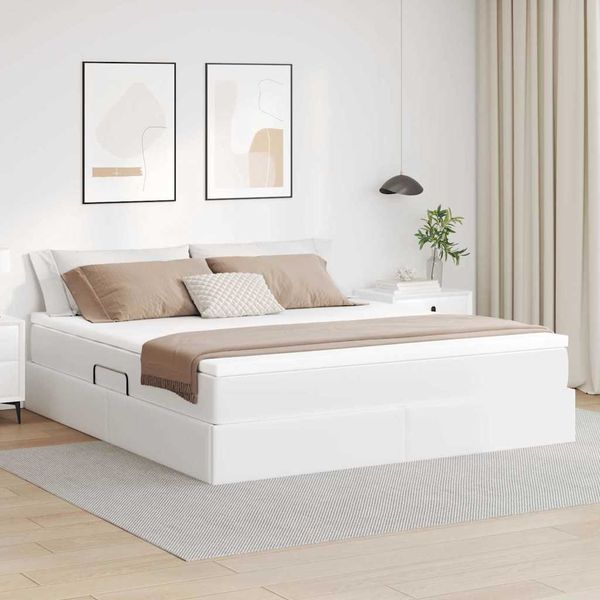 vidaXL Postel s úložným prostorem a matrací Biela 180 x 200 cm