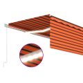 vidaXL Ručne zaťahovacia markíza s tienidlom a LED 5x3m oranžovo-hnedá