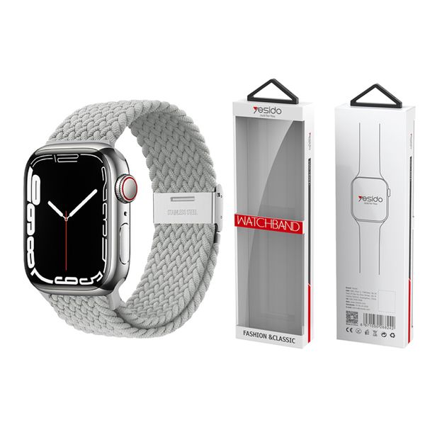 YESIDO WB23 BRAIDED STRAP for APPLE WATCH 42/44/45 SILVER