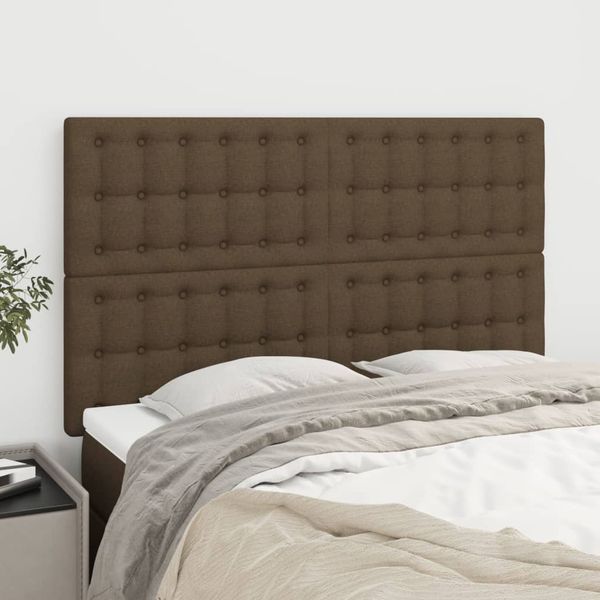 vidaXL Čelo postele tmavohnedé 144x5x118/128 cm látkové