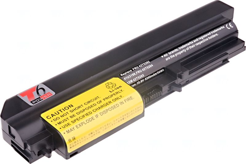 Batéria T6 Power pre IBM ThinkPad T61 14,1 wide, R61 14,1 wide, R400, T400, 5200mAh, 56Wh, 6cell