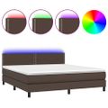 vidaXL Boxspring posteľ s matracom a LED hnedá 180x200 cm umelá koža