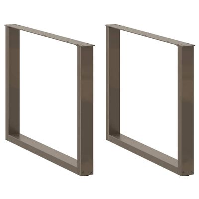 vidaXL Nohy k jedálenskému stolu v tvare U, 3 ks, prírodná oceľ, 100 x (72-73) cm, oceľ