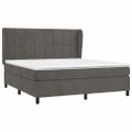 vidaXL Posteľný rám boxspring s matracom tmavosivý 180x200 cm zamat