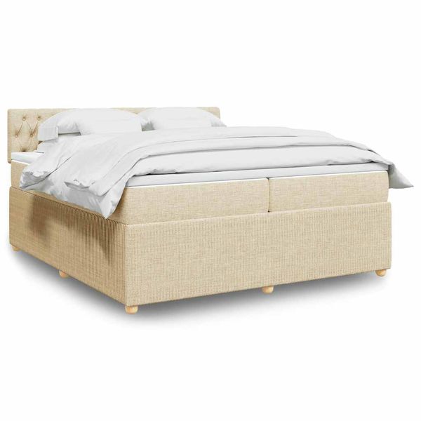 vidaXL Boxspring posteľ s matracom krémová 200x200 cm látka