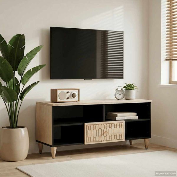 vidaXL TV skrinka 100x33x46 cm, mangový masív