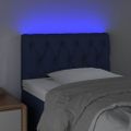 vidaXL Čelo postele s LED modré 80x7x78/88 cm látka