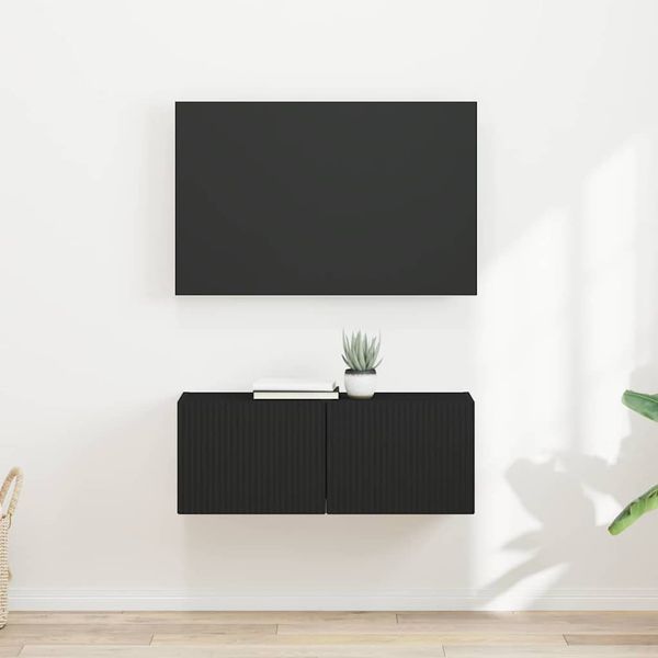 vidaXL TV nástenná skriňa Nástenný 2 pcs Čierna 39 x 31 x 29,5 cm