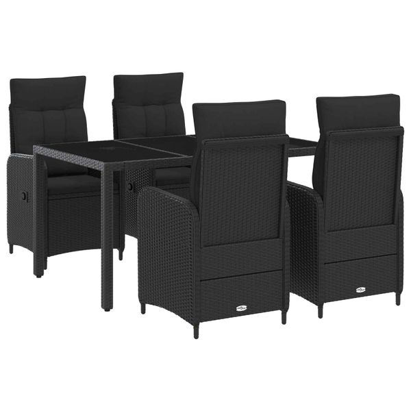 vidaXL Záhradná jedálenská súprava 5 pcs Čierna 150 x 90 x 75 cm
