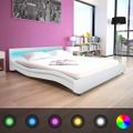 vidaXL Posteľ s matracom, LED, biela, umelá koža 160x200 cm