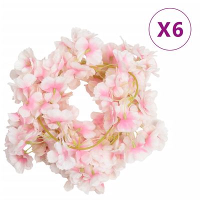 vidaXL Kvetinové girlandy 6 ks, svetloružové 180 cm