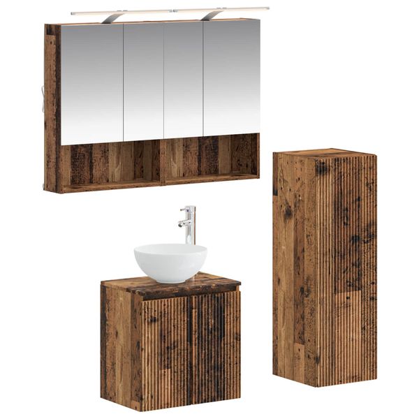 vidaXL Sada kúpeľňového nábytku 4 pcs Staré drevo