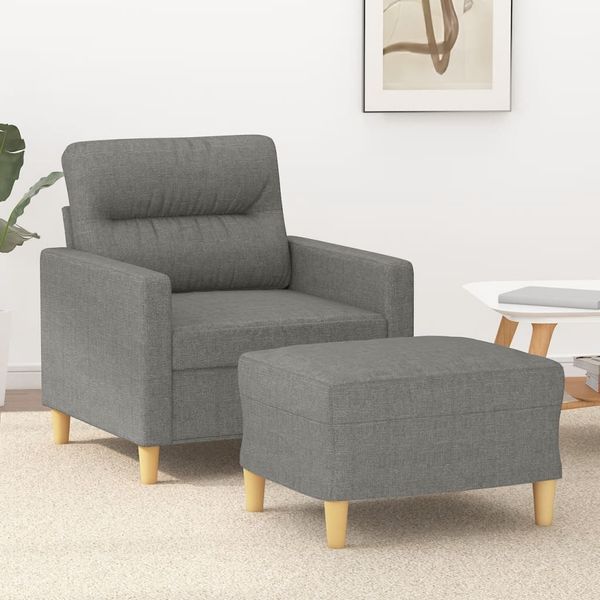 vidaXL Kreslo s podnožkou tmavosivé 60 cm látkové