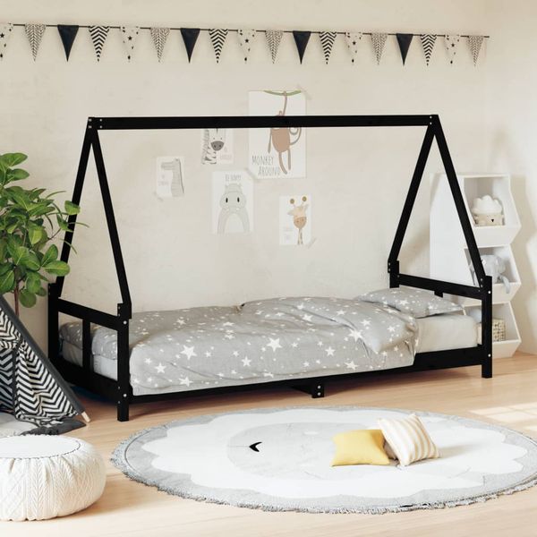 vidaXL Rám detskej postele čierny 80x200 cm masívna borovica