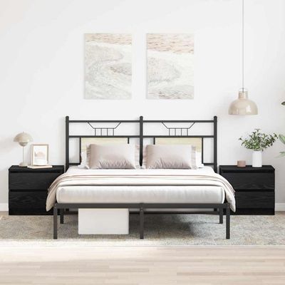 vidaXL Nočný stolík so zásuvkou 2 pcs Čierny dub 50 x 40 x 43,5 cm
