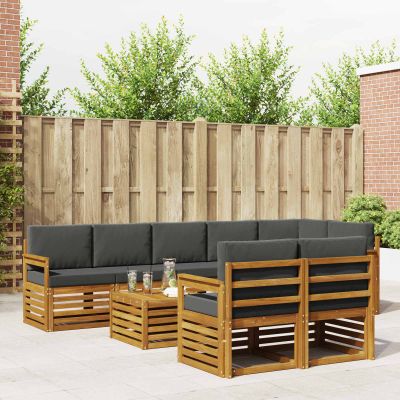 vidaXL Súpravy pohoviek s vankúšom 9 pcs Prírodná a antracitová