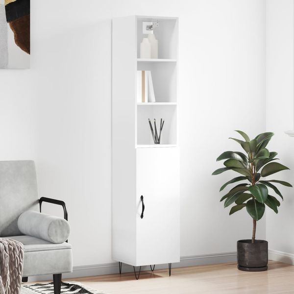 vidaXL Vysoká skrinka biela 34,5x34x180 cm spracované drevo