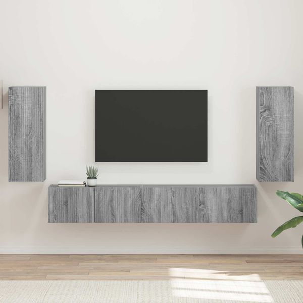 vidaXL Zostava TV skriniek 4 pcs Sivý Sonoma Kompozitné drevo