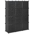 vidaXL Modulárna skrinka s 9 priečinkami 109x36,5x143 cm, čierna biela