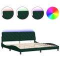 vidaXL Rám postele s LED bez matraca tmavozelený 200x200 cm zamat