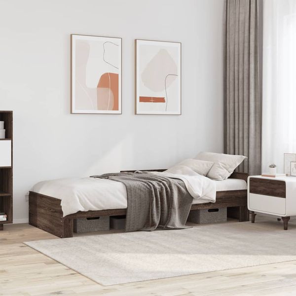 vidaXL Posteľný rám bez matraca hnedý dub 100x200 cm kompozitné drevo