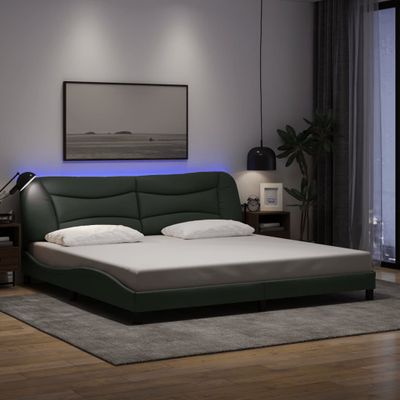vidaXL Rám postele s LED bez matraca Hvar tmavosivá 200x200 cm látka