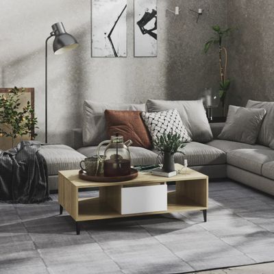 vidaXL Konferenčný stolík, biela+sonoma 103,5x60x35cm kompozitné drevo