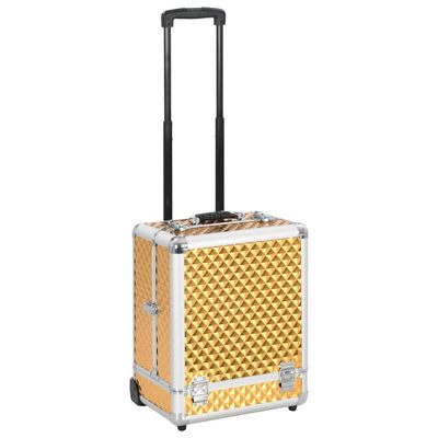 vidaXL Make-up kufrík 35x29x45 cm zlatý hliníkový