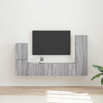 vidaXL Zostava TV skriniek Nástenný 4 pcs Sivý Sonoma Kompozitné drevo