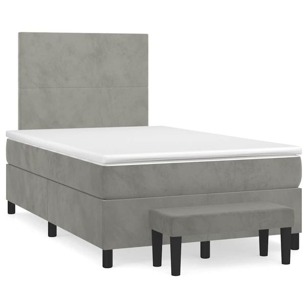 vidaXL Boxspring posteľ s matracom bledosivá 120x190 cm zamat