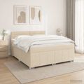 vidaXL Posteľ boxspring s matracom Krémová 140 x 190 cm Látka