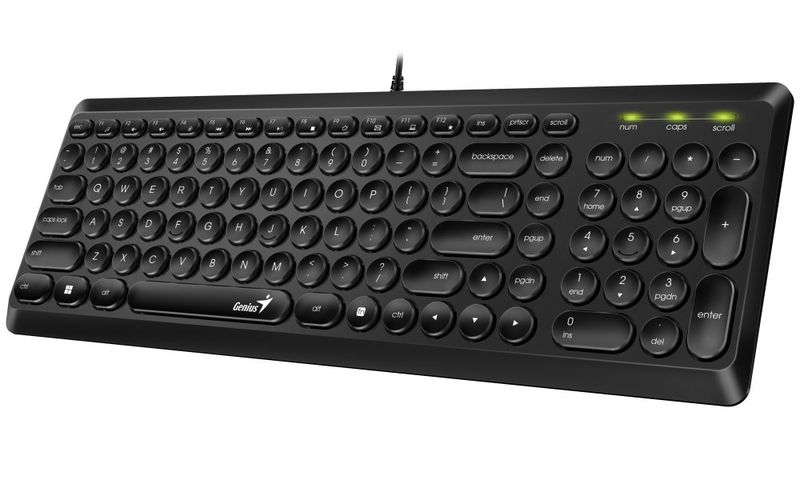 GENIUS Slimstar Q200/ Drátová/ USB/ čierna/ retro dizajn/ CZ+SK rozloženie Klávesnica, drôtová, USB, CZ+SK rozloženie, čierna